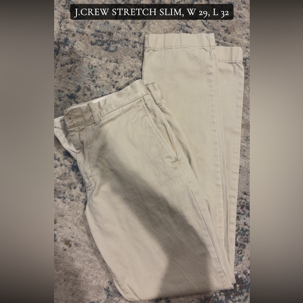 J. Crew Men's Stretch Slim Khakis in Cream